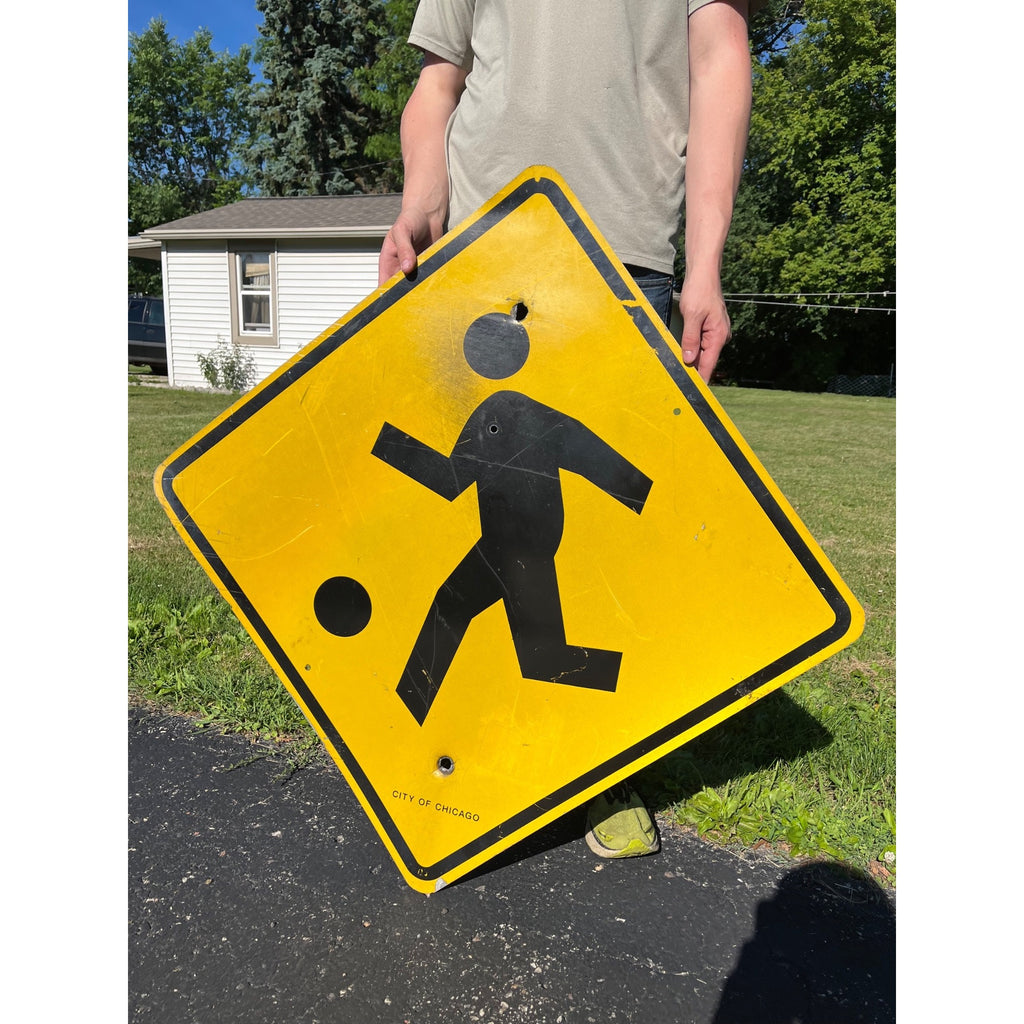 Vintage City Of Chicago Children at Play Crossing Aluminum Retired Street Road Ball