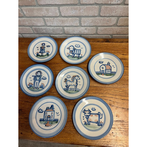 Vintage MA Hadley Mid Century American Pottery Farm Animals Bread Plate Lot 7.5”