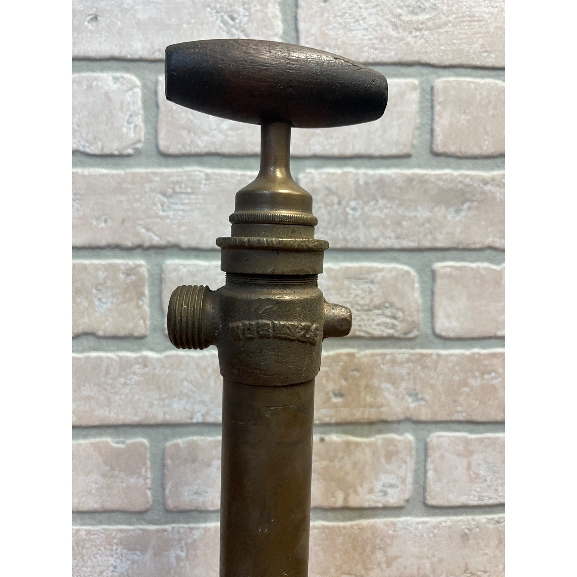 Vintage WURKEZE No. 2 Brass Hand Bilge Pump Wood Handle Nautical Marine 18.5"