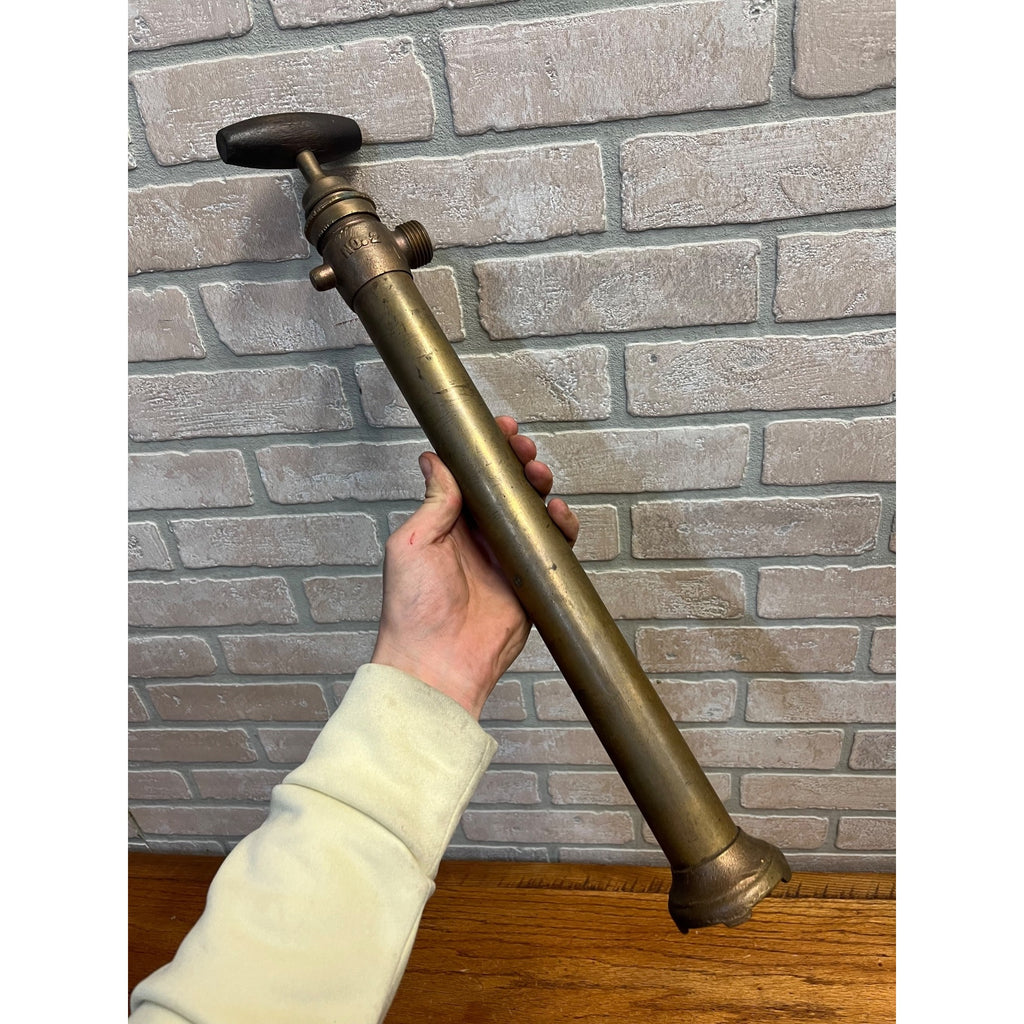 Vintage WURKEZE No. 2 Brass Hand Bilge Pump Wood Handle Nautical Marine 18.5"