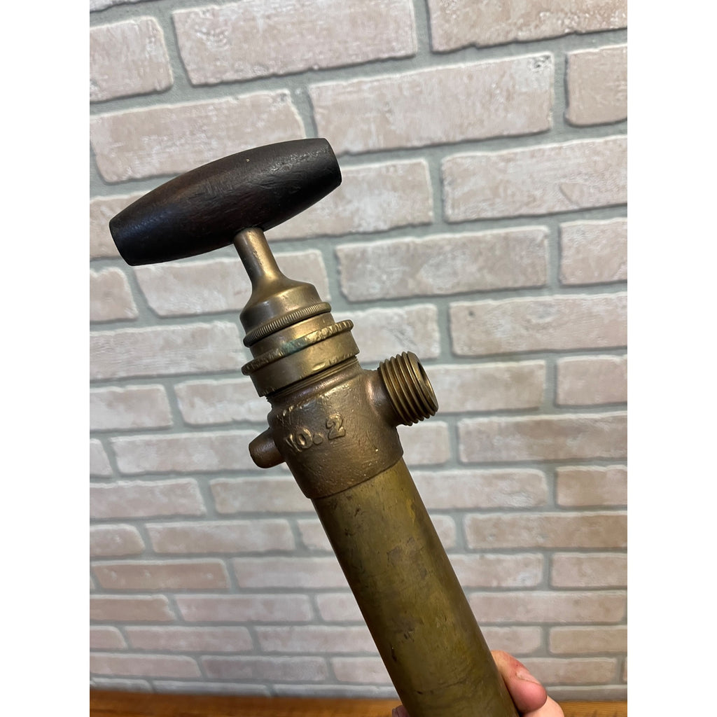 Vintage WURKEZE No. 2 Brass Hand Bilge Pump Wood Handle Nautical Marine 18.5"