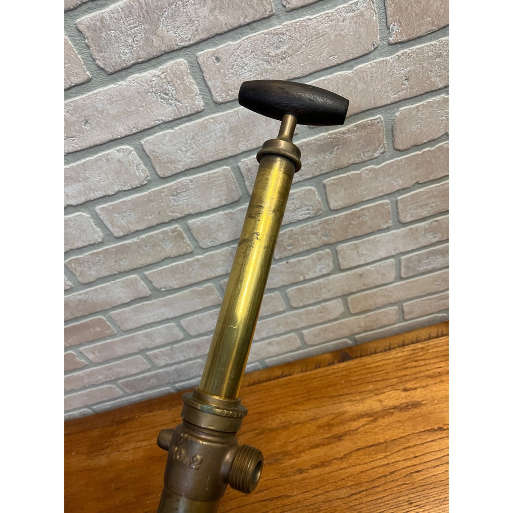 Vintage WURKEZE No. 2 Brass Hand Bilge Pump Wood Handle Nautical Marine 18.5"