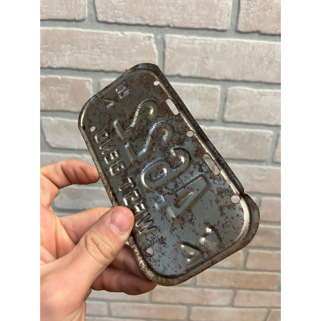 Vintage Wisconsin Bicycle Bike License Plate Embossed West Bend 1974-1975