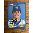 Billy Robidoux Brewers Signed Autographed Donruss 1986 Baseball Card