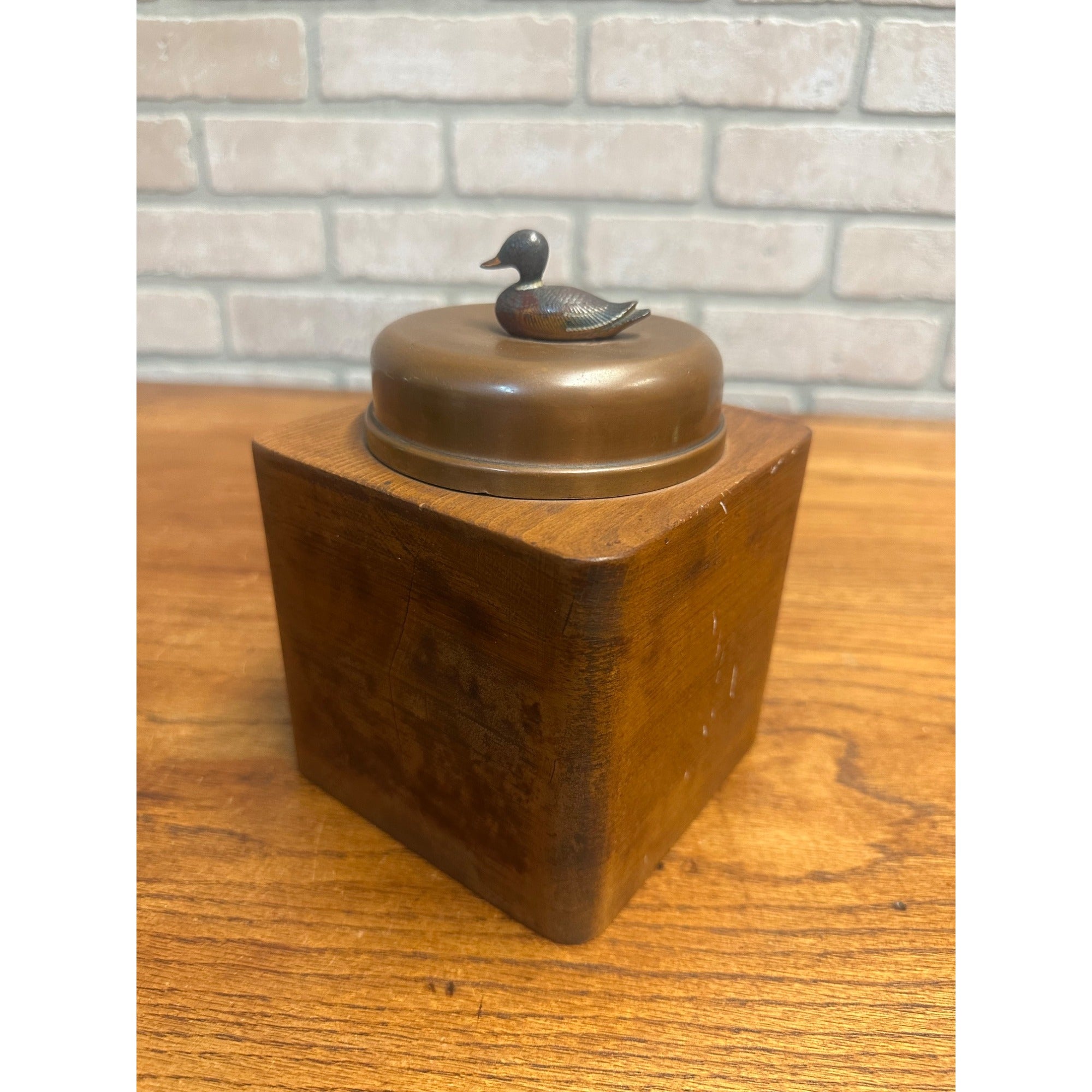 McDonald's Duk-it Tobacco Canister Humidor Wooden Copper American Mid Century