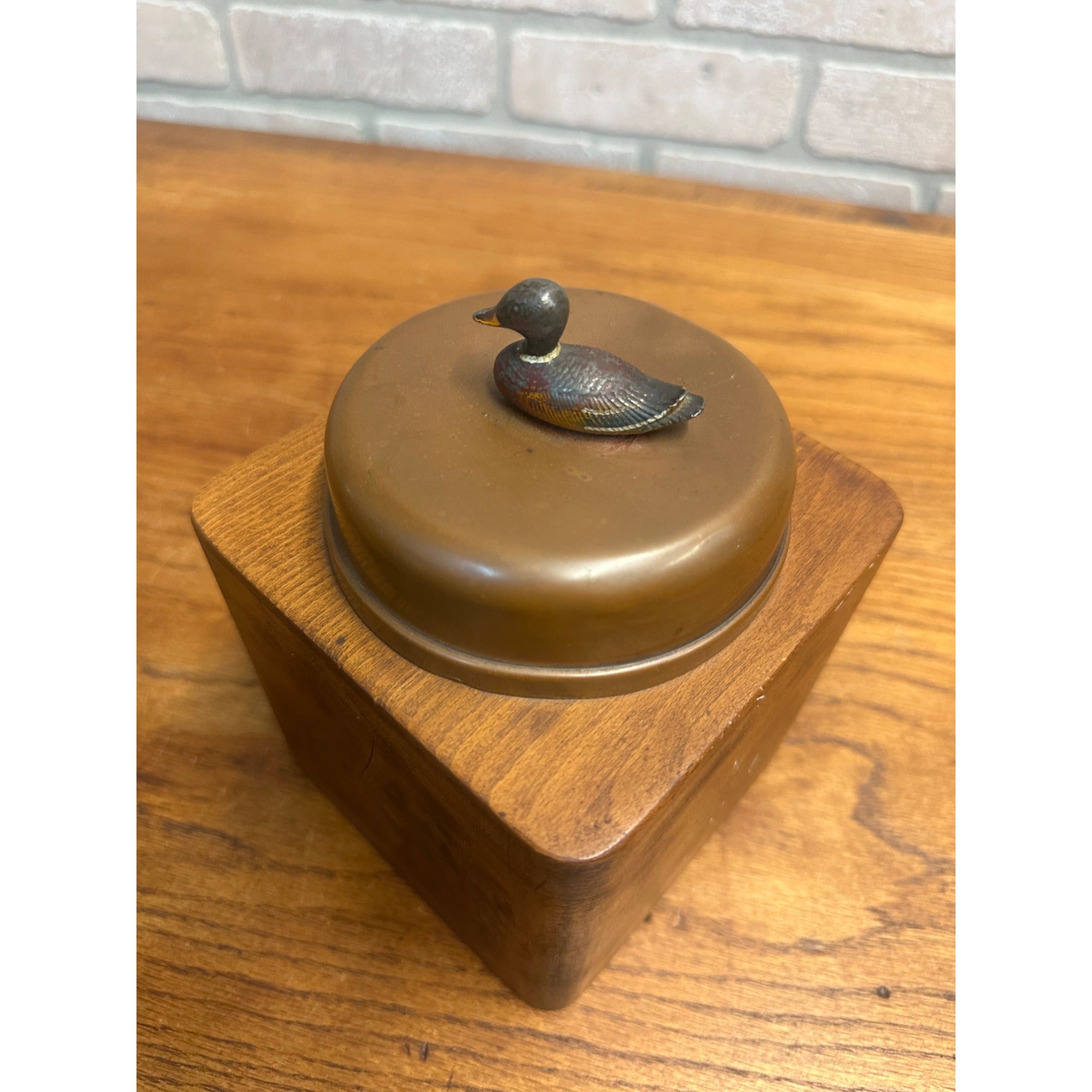 McDonald's Duk-it Tobacco Canister Humidor Wooden Copper American Mid Century