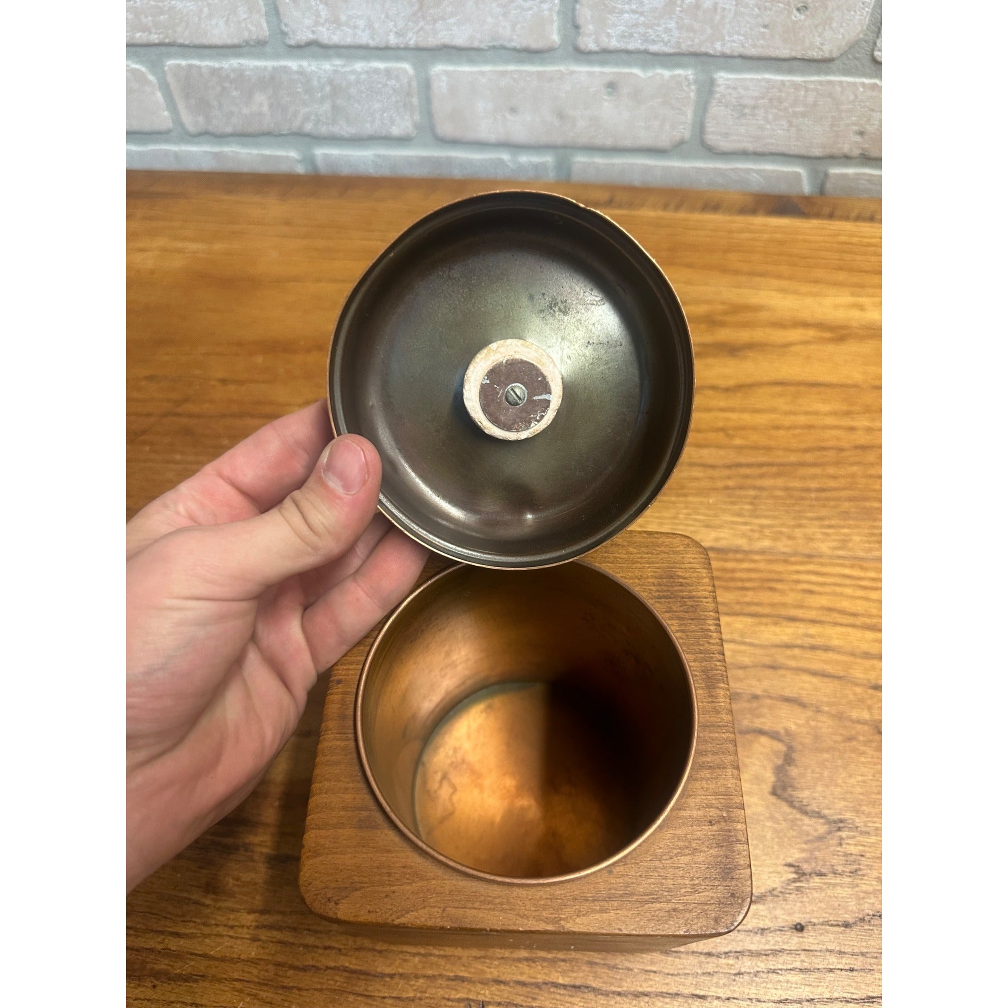 McDonald's Duk-it Tobacco Canister Humidor Wooden Copper American Mid Century