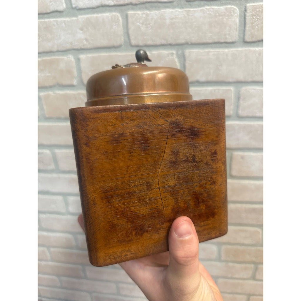 McDonald's Duk-it Tobacco Canister Humidor Wooden Copper American Mid Century