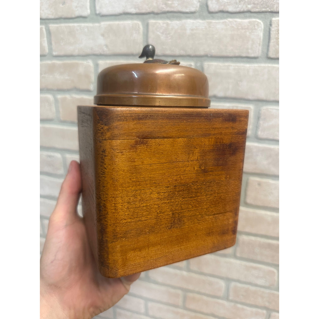McDonald's Duk-it Tobacco Canister Humidor Wooden Copper American Mid Century