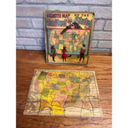Vintage 1900s Milton Bradley Dissected Map of The United States USA Puzzle W Box
