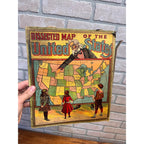 Vintage 1900s Milton Bradley Dissected Map of The United States USA Puzzle W Box