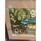 Original Vintage Ben Austrian 1901 Lithograph Advertising Sign Baby Chicks Framed Bloomsburg PA Bank