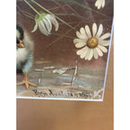 Original Vintage Ben Austrian 1901 Lithograph Advertising Sign Baby Chicks Framed Bloomsburg PA Bank
