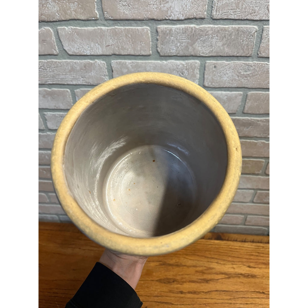 Antique Primitive 1900s White Stoneware Kitchen Crock 6.5" Tall Farmhouse Country Decor