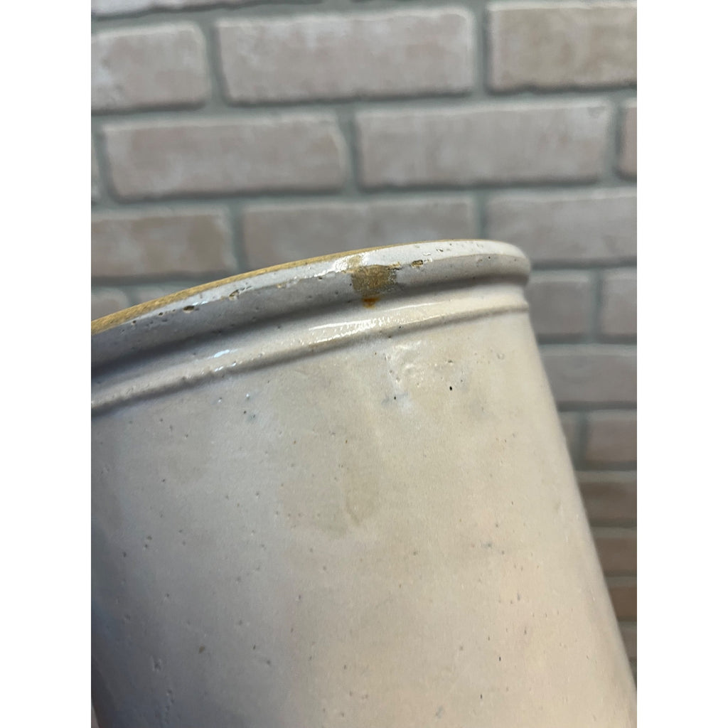 Antique Primitive 1900s White Stoneware Kitchen Crock 6.5" Tall Farmhouse Country Decor