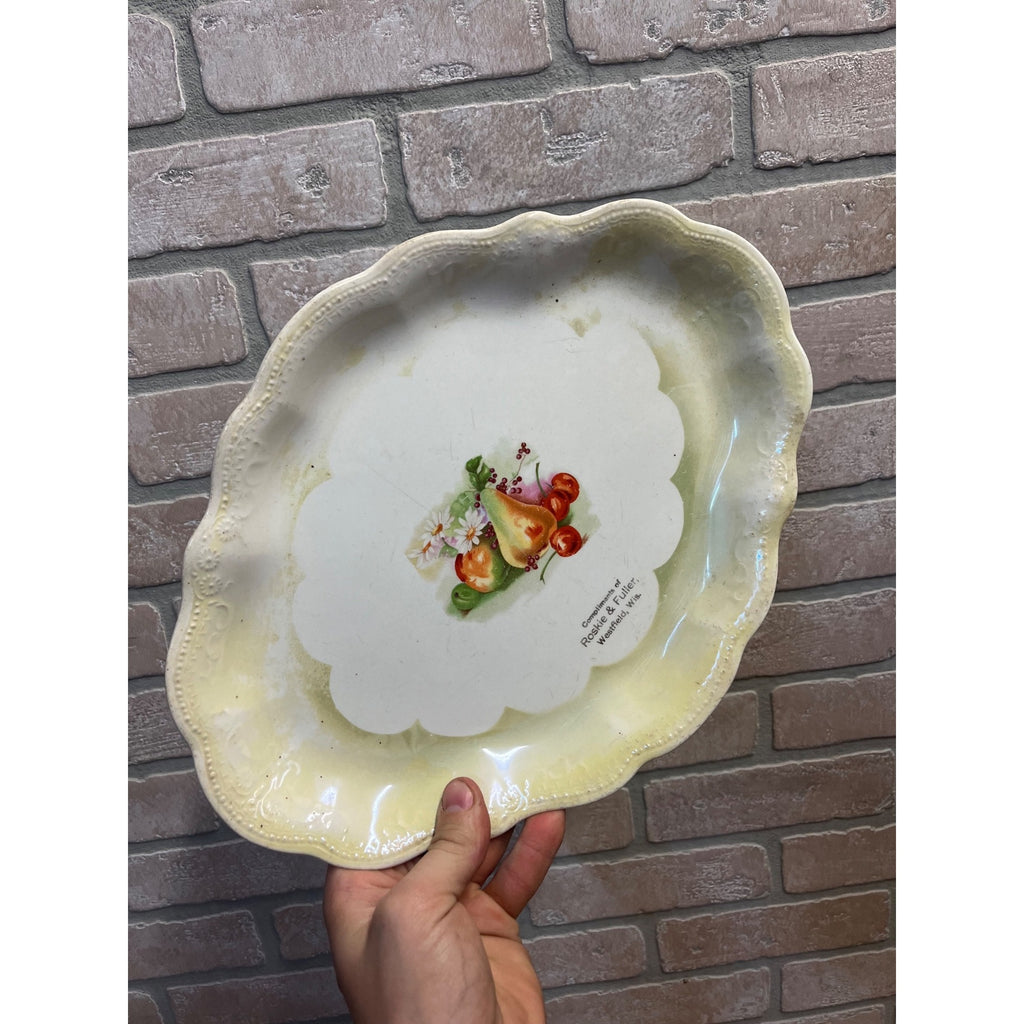 Vintage Westfield Wisconsin Roskie & Fuller General Store Porcelain China Plate Tray