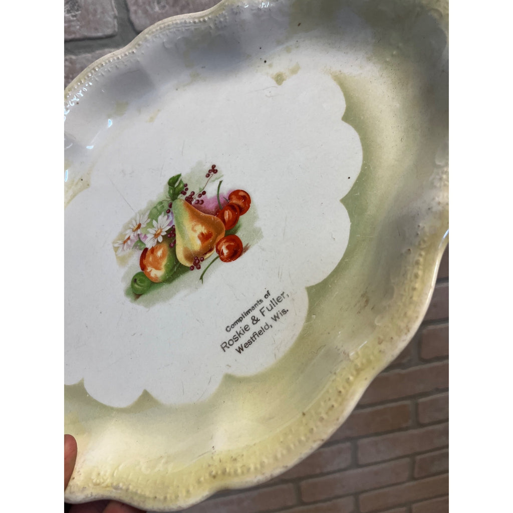 Vintage Westfield Wisconsin Roskie & Fuller General Store Porcelain China Plate Tray