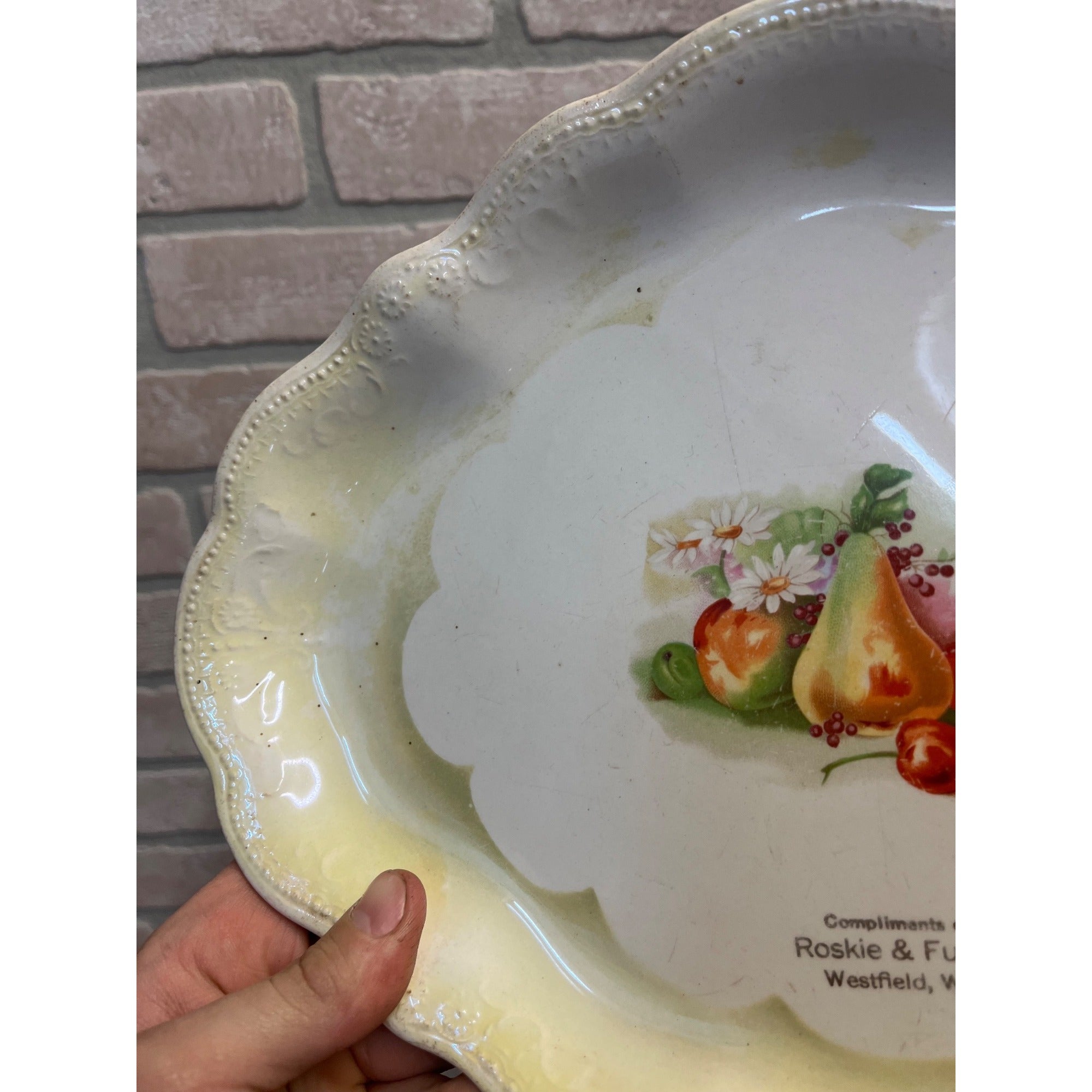 Vintage Westfield Wisconsin Roskie & Fuller General Store Porcelain China Plate Tray