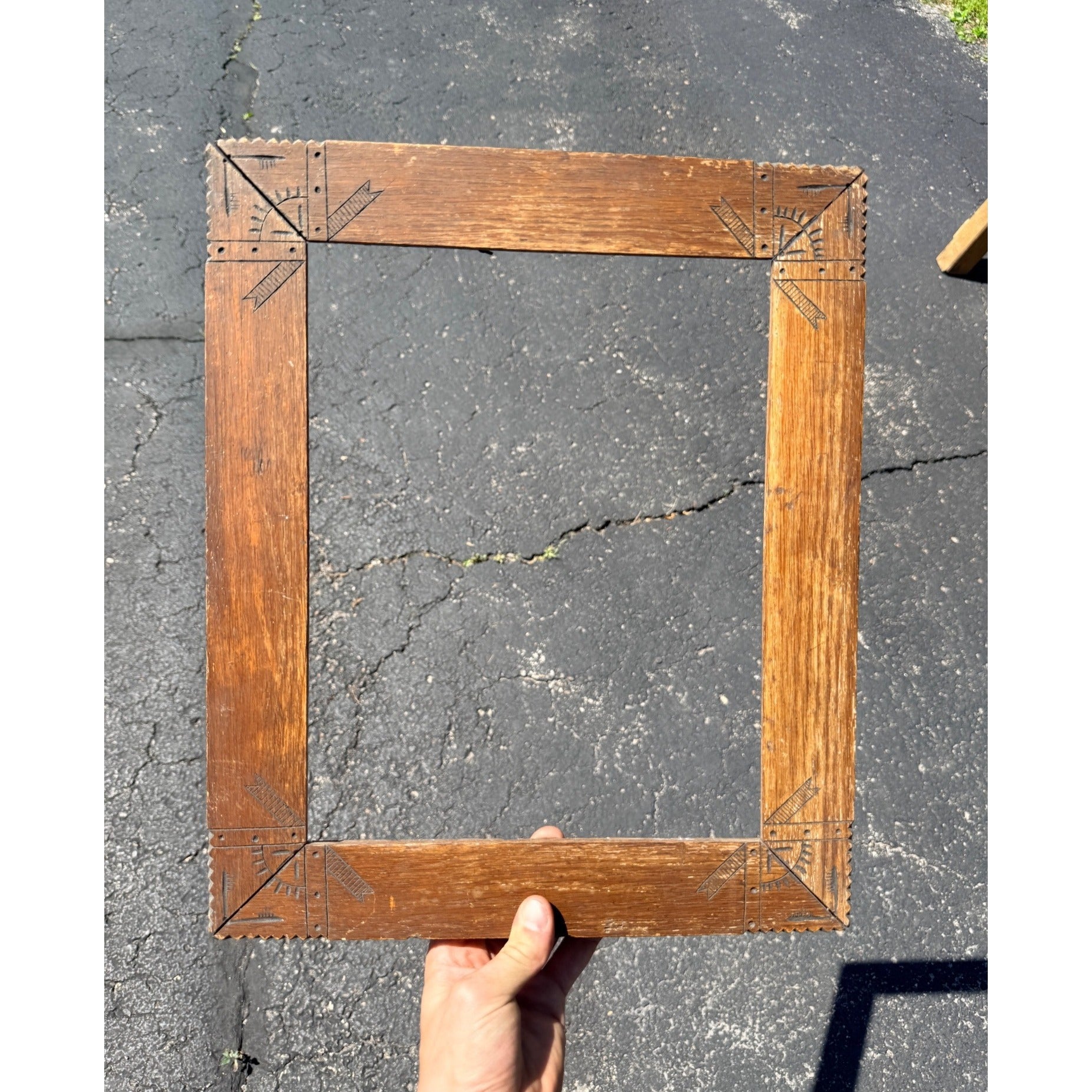 Antique Victorian Eastlake Wooden Picture Photo Frame Ornate Carved 16.5"x13.75"