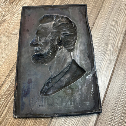 Vintage Lincoln Bust Preisdential Wall Bronze Plaque VBD  13-1/8" x 8-1/4"