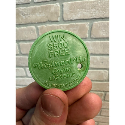 Vintage Westward Ho Casino Token $1 Free Play Win $500 Las Vegas Nevada Scrip