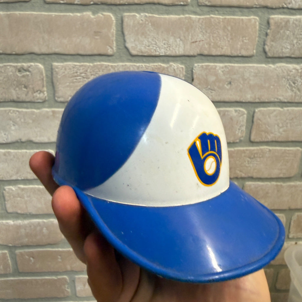 1973 Milwaukee Brewers Mini Baseball Hat Helmet Plastic Coin Bank - Vintage