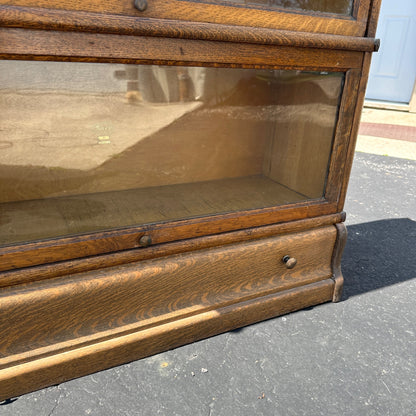 Vintage 3-Stack Macey Wooden Lawyer Barrister Bookcase Shelf w/ Glass Doors