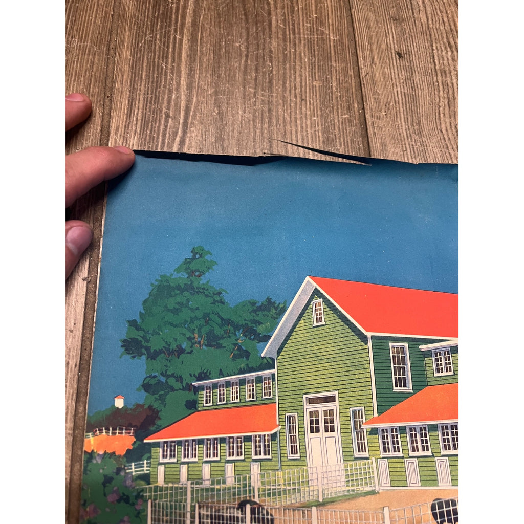 1920s Advertising Calendar Poster Fuller Goodman Farm Barn Dairy Scene
