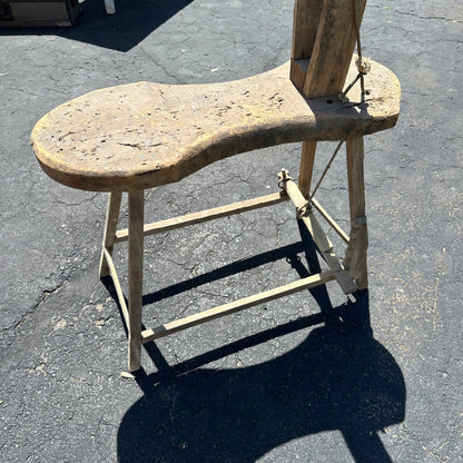 Antique Primitive Saddlemaker's Bench Stool Harness Leather Maker's Bench.