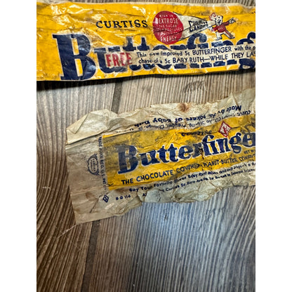 Vintage 1930s Butterfinger Curtiss Candy Co. Wax Wrappers One Cent / Five Cents