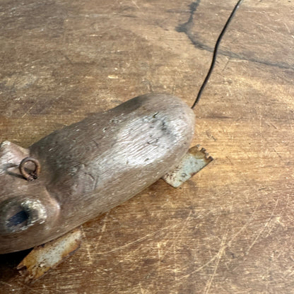 ANTIQUE VINTAGE MOUSE ICE FISHING SPEARING DECOY WEIGHTED GLASS EYES