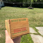 Vintage Pine River Cheese Box Newton WI Wood Crate Advertising 2lb