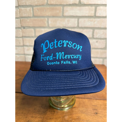 VINTAGE PETERSON FORD MERCURY SERVICE TRUCK OCONTO FALLS MESH HAT SNAPBACK