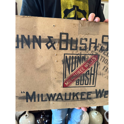 Vintage 1920s Nunn & Bush Shoe Co. Milwaukee Wis  Advertising Cardboard Sign