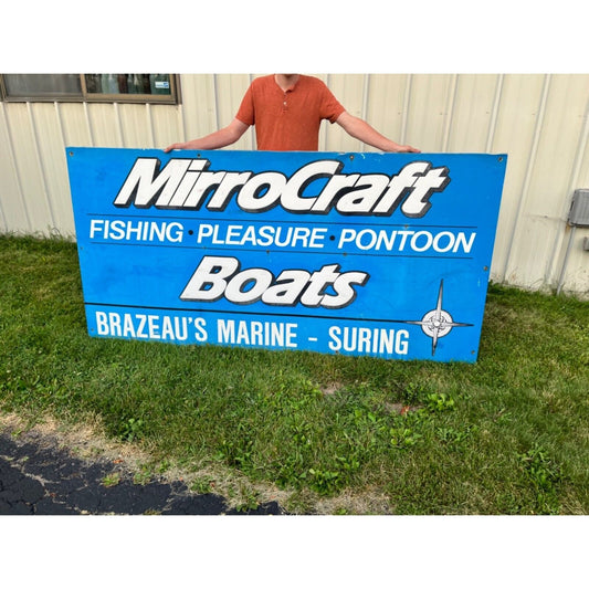 Vintage HUGE Mirrocraft Fishing & Pontoon Boats Metal Advertising SIgn Suring Wi