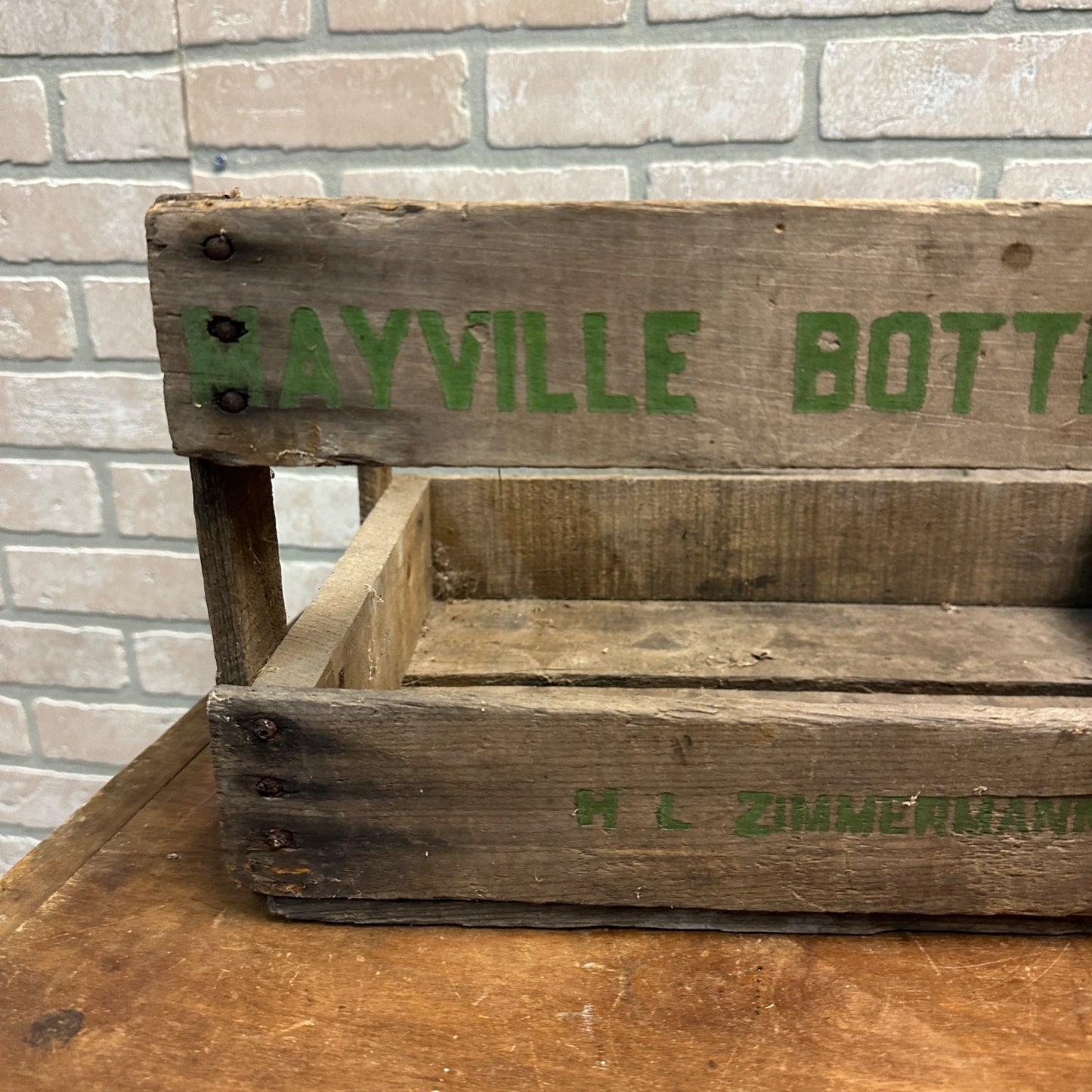 Vintage Mayville Bottling Works Soda Advertising Wis Wooden Crate HL Zimmerman