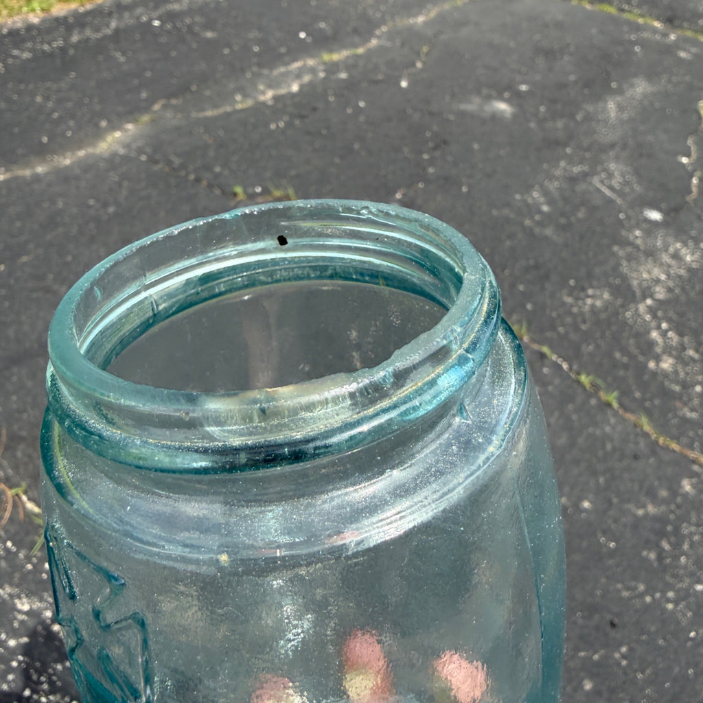 Vintage Mason Jar Patent Nov. 30th 1858 266 W/ Shield Cross Aqua Blue