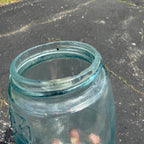 Vintage Mason Jar Patent Nov. 30th 1858 266 W/ Shield Cross Aqua Blue