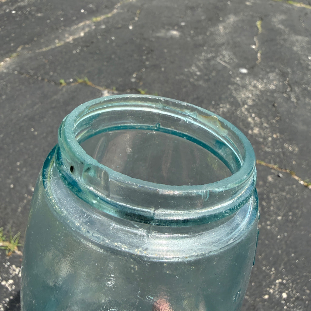 Vintage Mason Jar Patent Nov. 30th 1858 266 W/ Shield Cross Aqua Blue