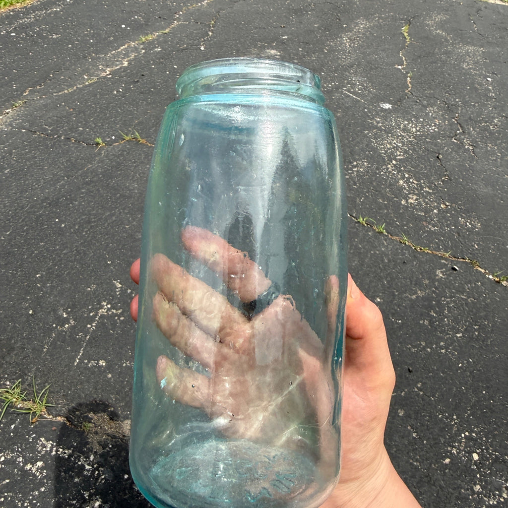 Vintage Mason Jar Patent Nov. 30th 1858 266 W/ Shield Cross Aqua Blue