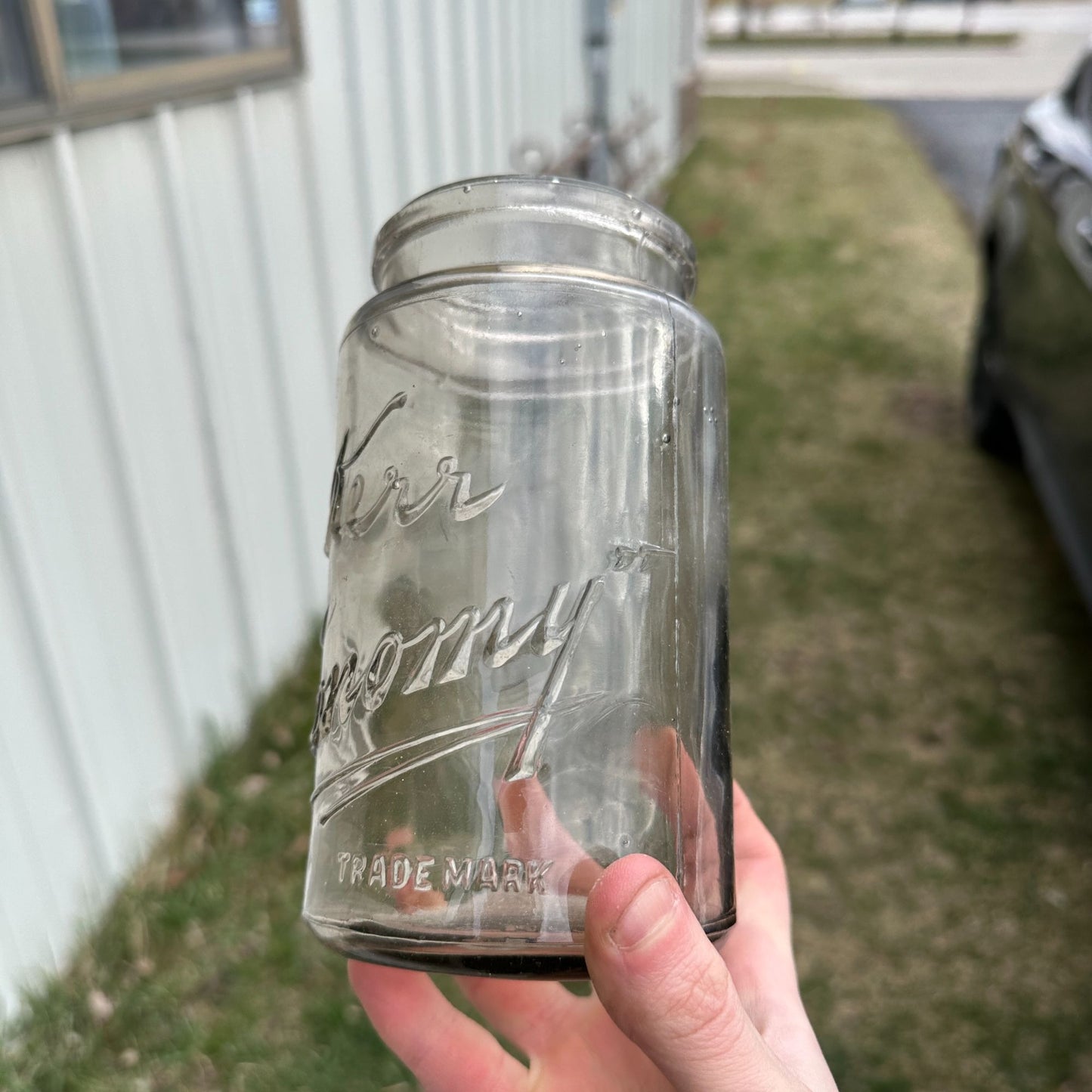 Antique 1900s Kerr Economy Deep Embossed Canning Jar ~ No Lid