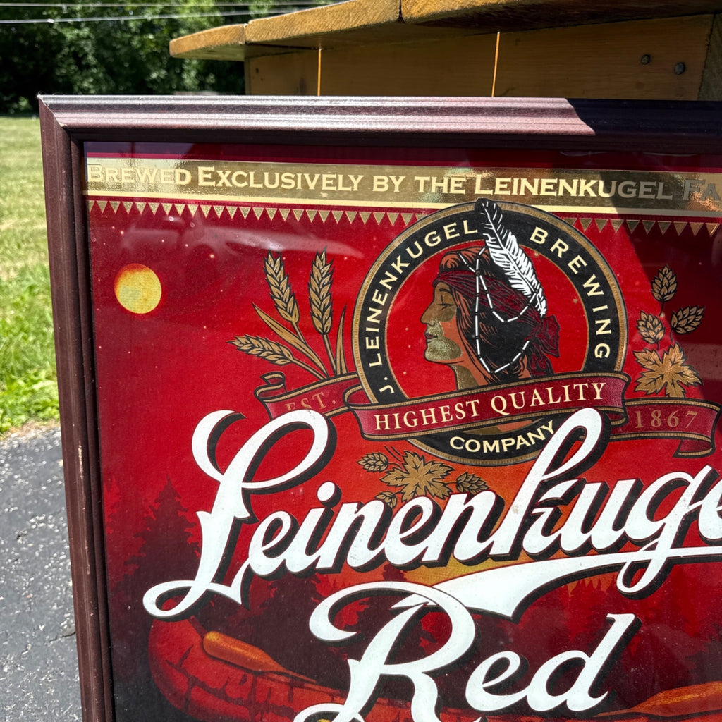 Leinenkugel's Red Lager Framed Beer Advertising Mirror Sign Bar Breweriana