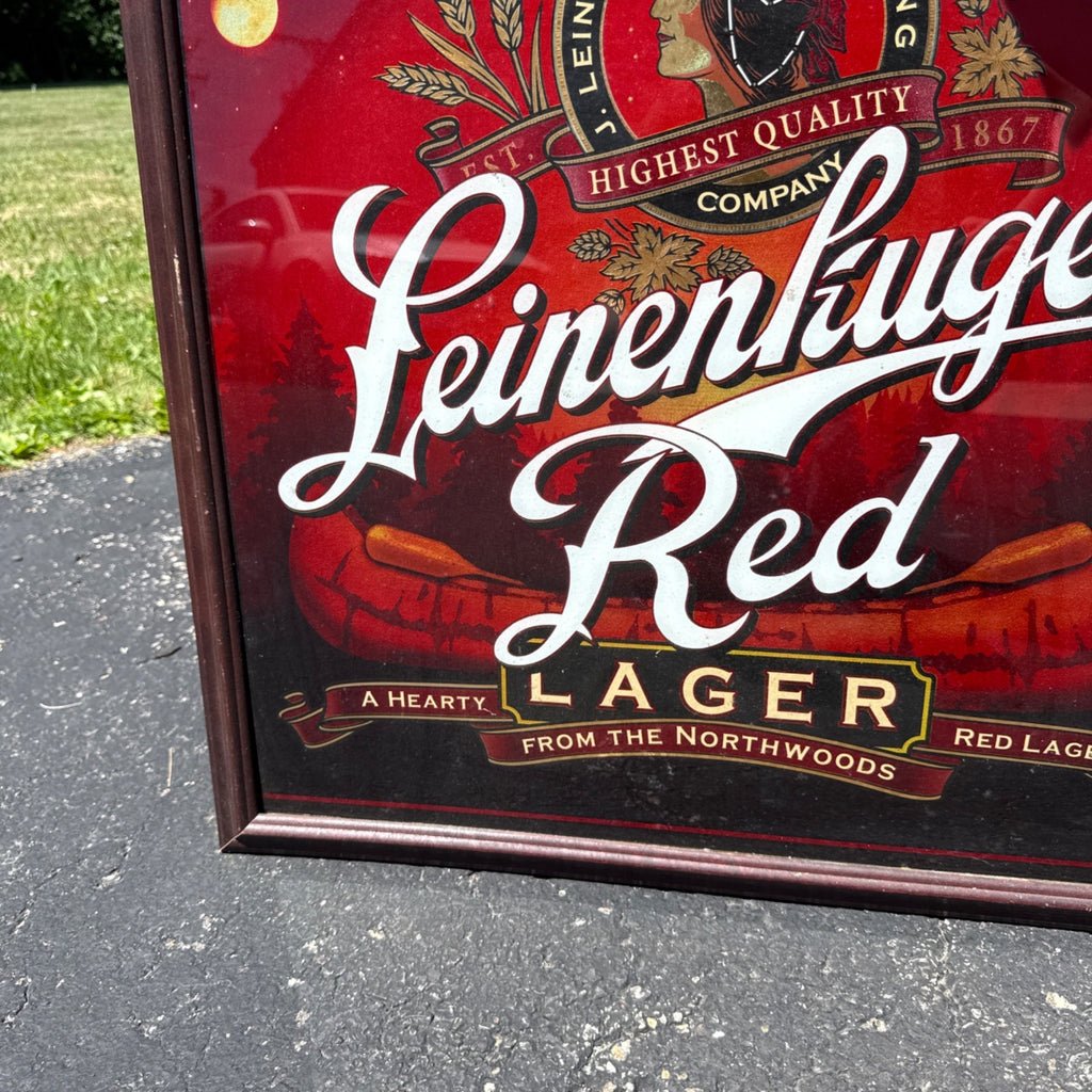 Leinenkugel's Red Lager Framed Beer Advertising Mirror Sign Bar Breweriana
