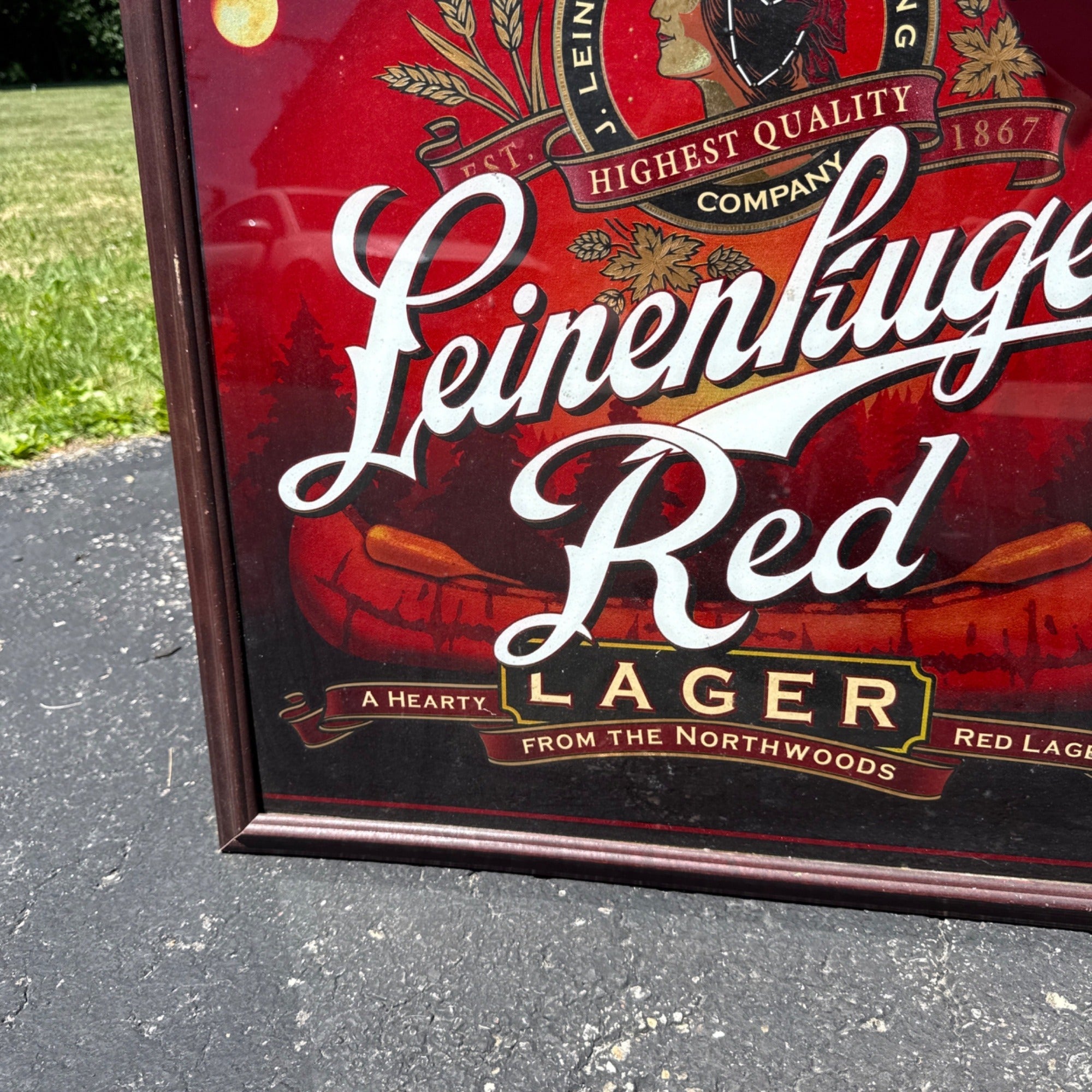 Leinenkugel's Red Lager Framed Beer Advertising Mirror Sign Bar Breweriana
