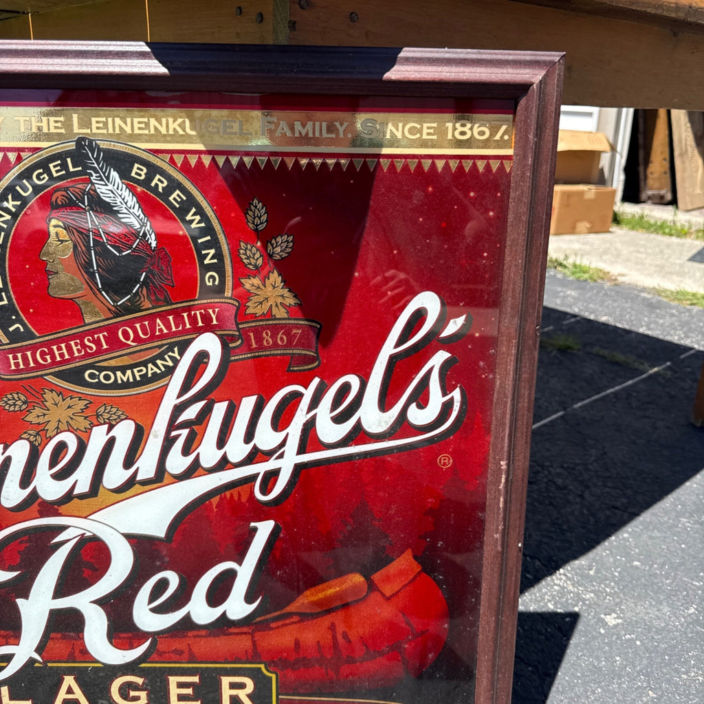 Leinenkugel's Red Lager Framed Beer Advertising Mirror Sign Bar Breweriana