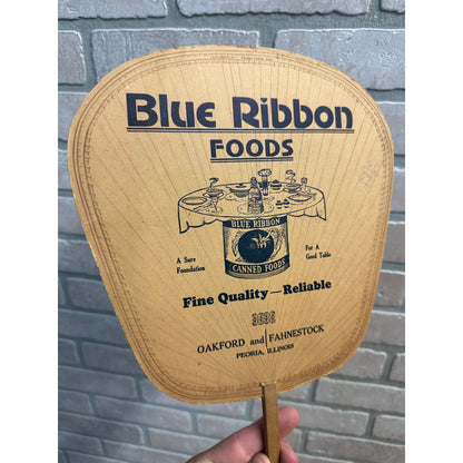 Vintage 1930s-40s Blue Ribbon Foods Advertising Hand Fan