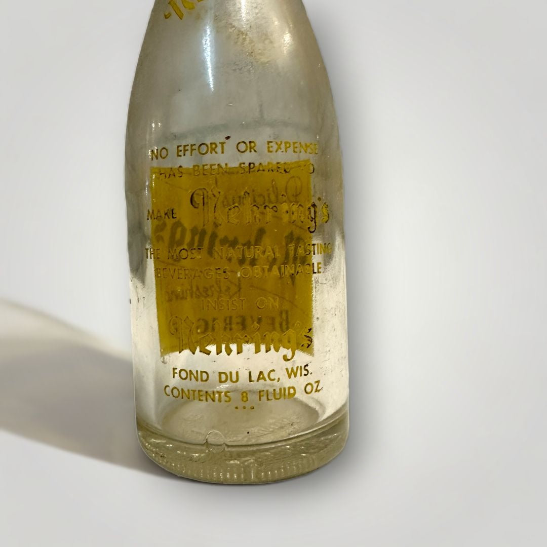 Vintage 1950s Nehring's Beverages Glass Soda Bottle 8oz Fond du Lac Wis