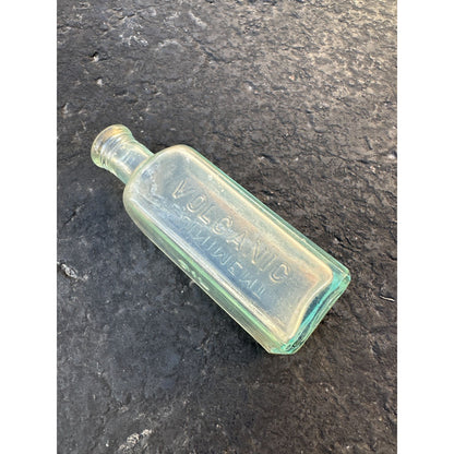 Antique Embossed McLeans Volcanic Liniment Oil Bottle Aqua Blue green