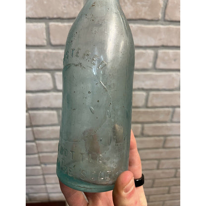 Vintage Early 1900s Aqua Blue Beer Soda Bottle Embossed Blank Plate Registered