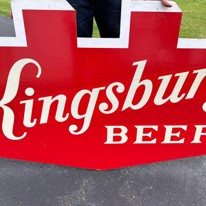 Vintage 1950s Kingsbury Beer Wooden 5ft Advertising Sign Wisconsin